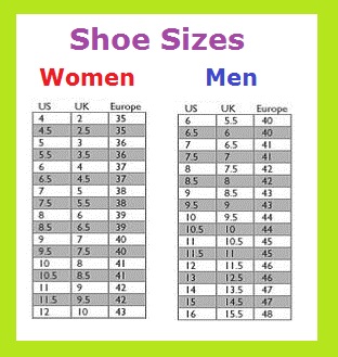 european equivalent shoe sizes
