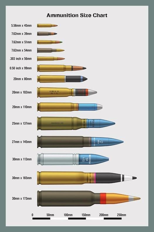 Ammunition size chart