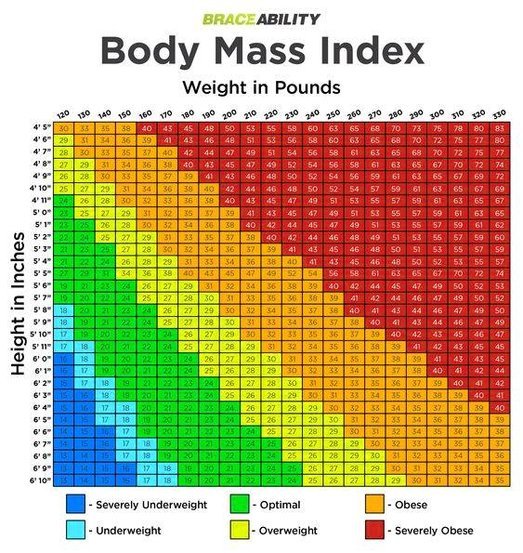 Body Mass Index Height vs Weight