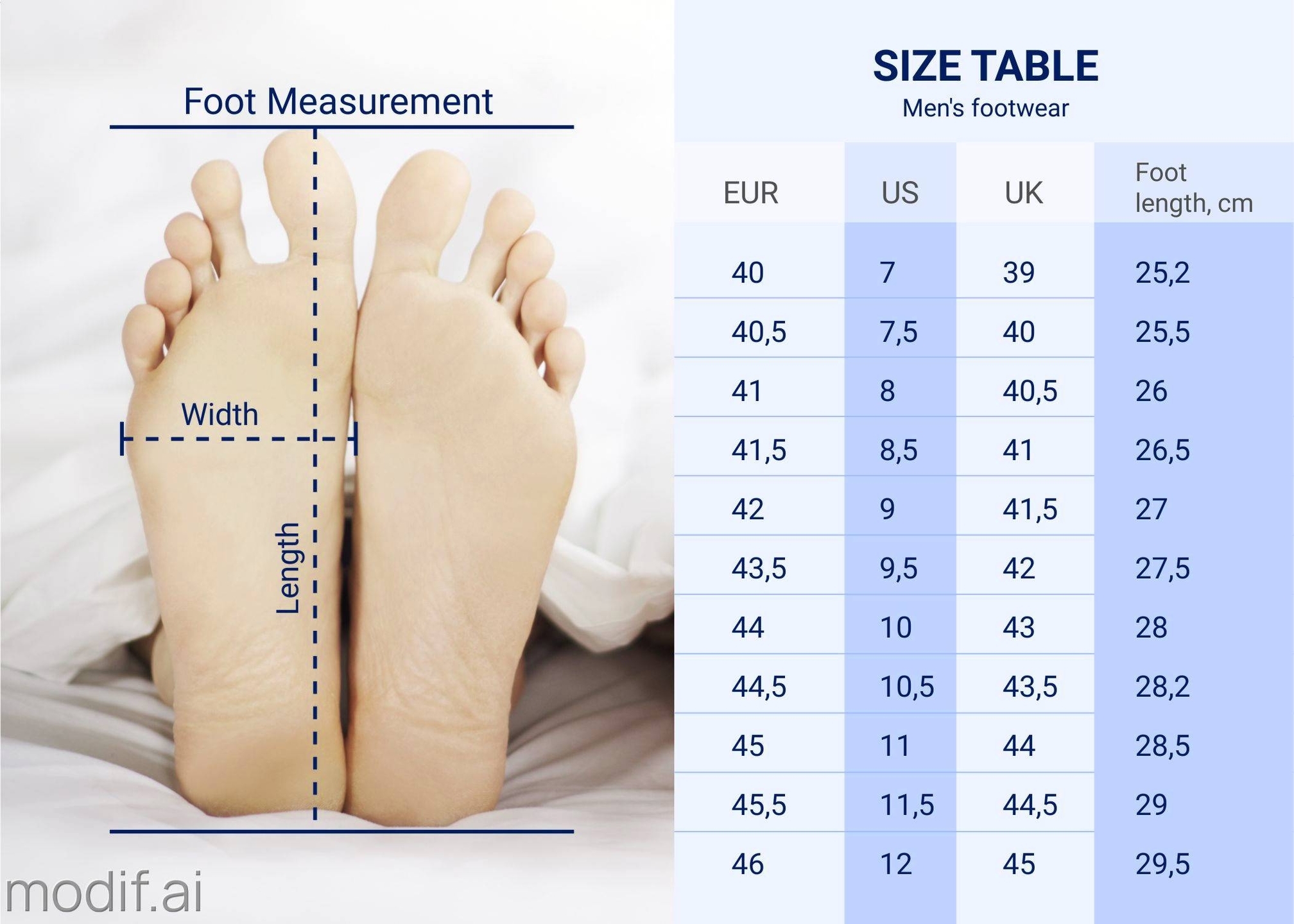 Men's Shoe Size Chart