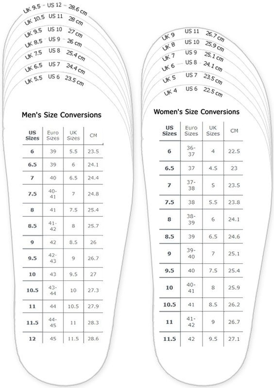 Shoe size conversion chart