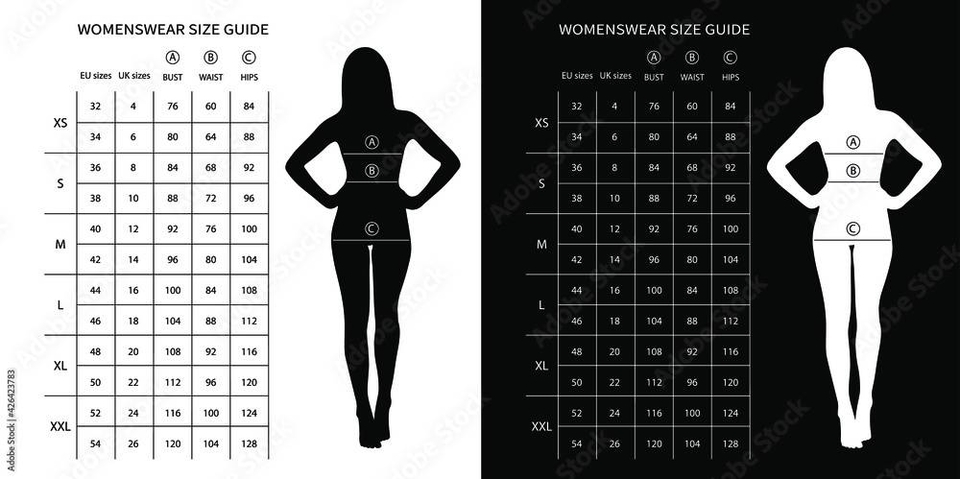 Size Chart For Women's Clothing Sample