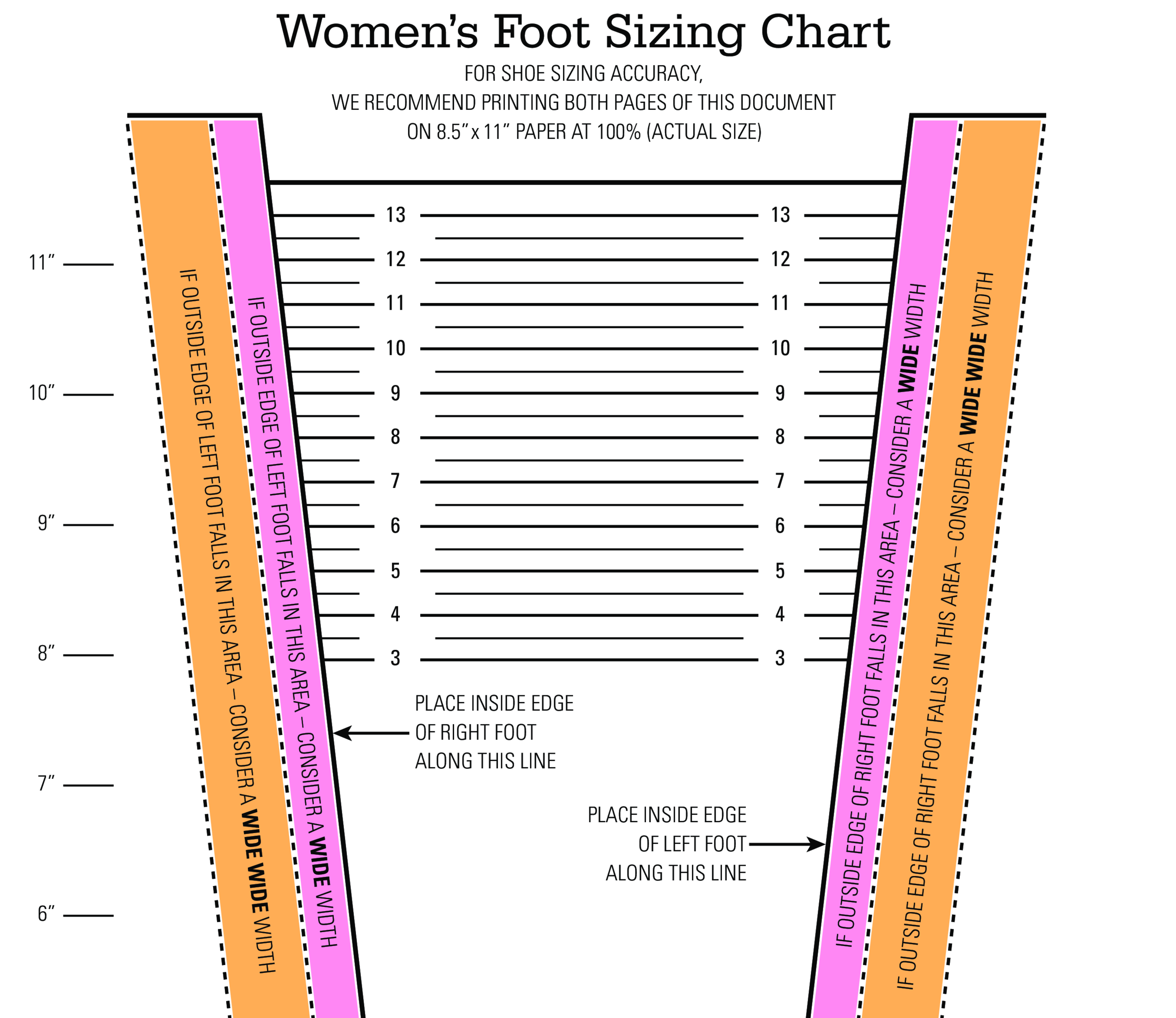 Womens foot sizing chart