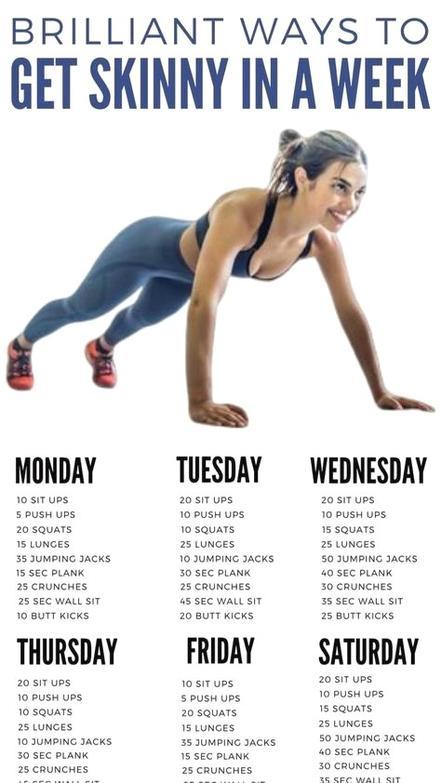 Workout schedule by day of the week