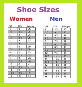 european shoe sizes – Charts